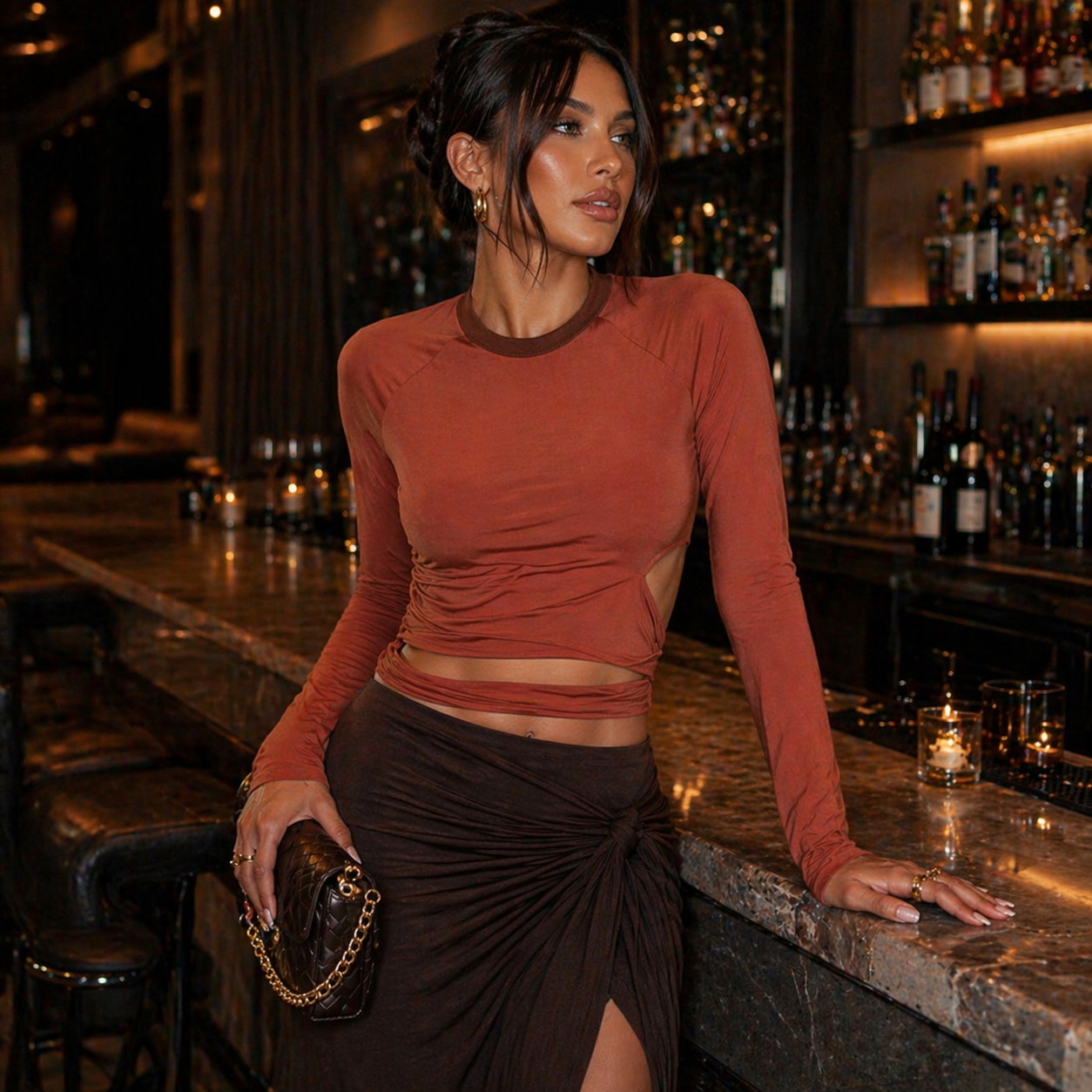 Jacquemus Le T-Shirt Espelho Sz S Cut-Out Crop Top Dusty Orange Flirty Designer